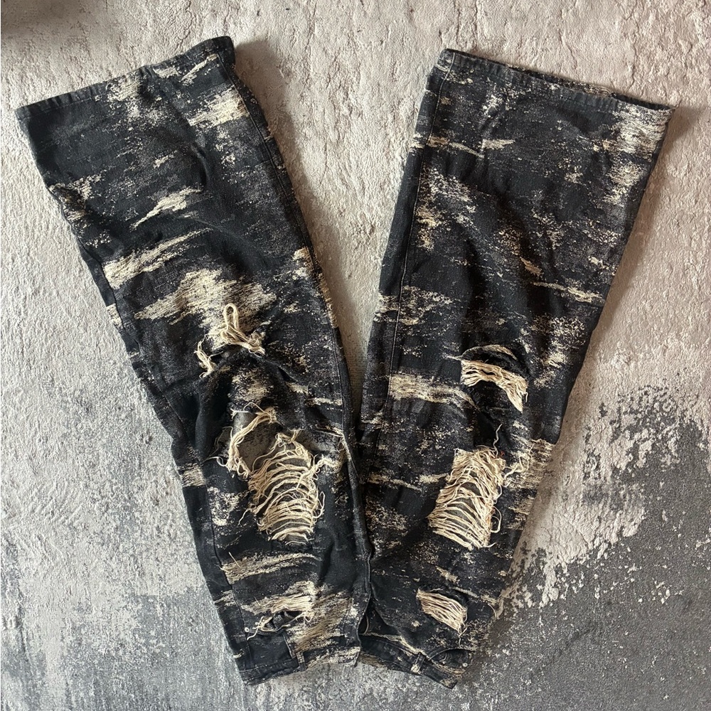 Distressed Black and Cream Pants